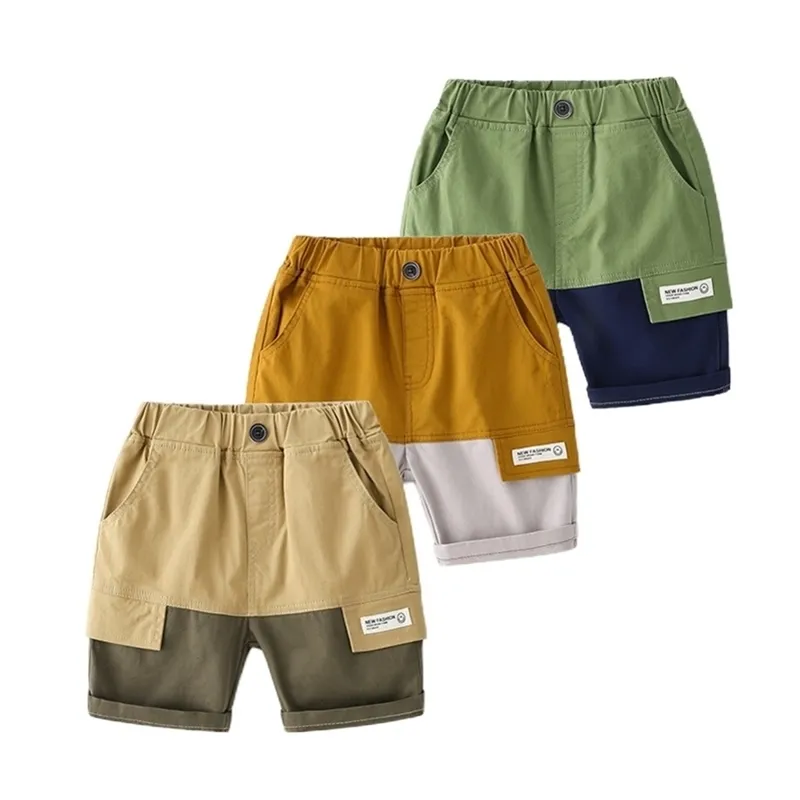 Summer boys casual patchwork Cargo shorts 3 colors cotton all-match thin 210708