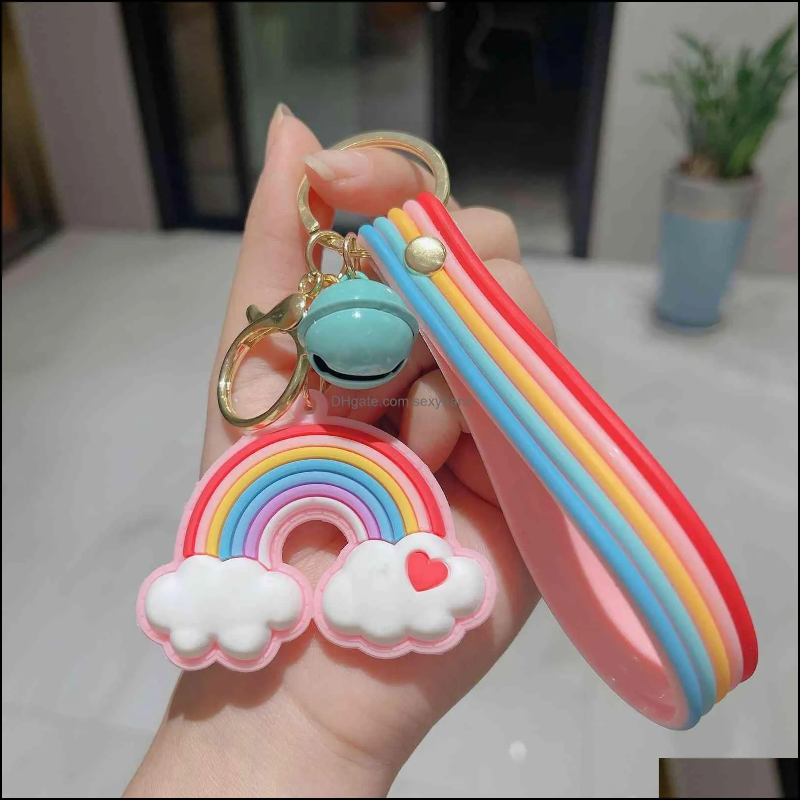 Keychains Version Girl`s Creative Soft Plastic Ring Schoolbag Seven Pendant Accessories