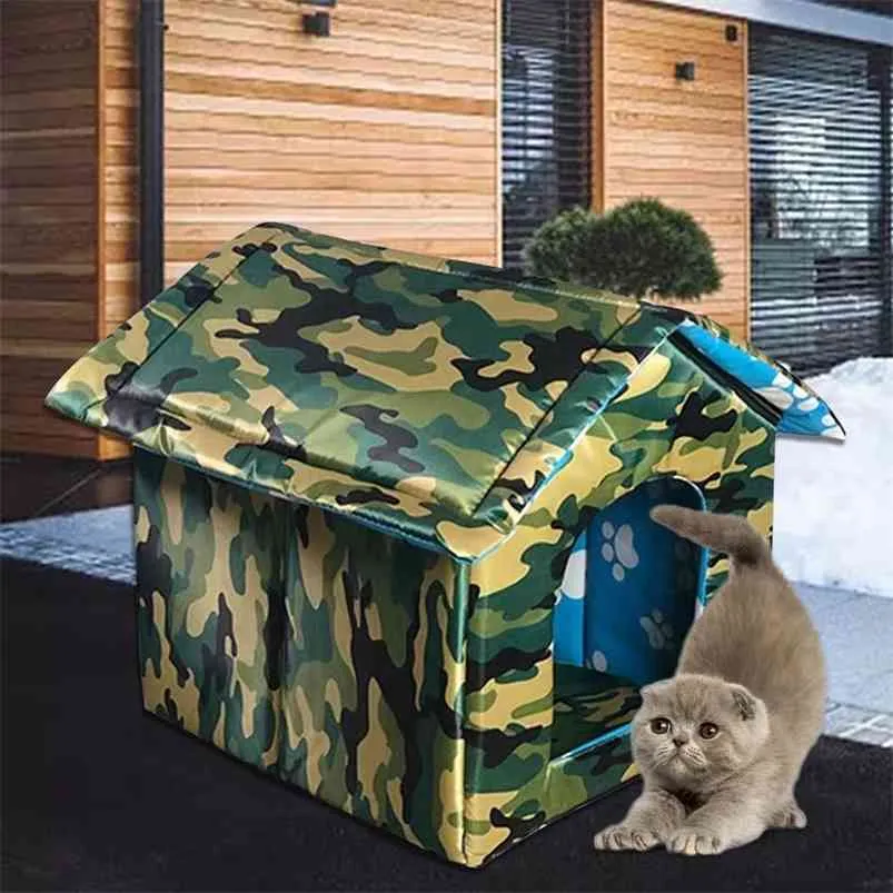 Waterproof Outdoor Pet House Thickened Cat Nest Tent Cabin Pet Bed Tent Cat Kennel Portable Travel Nest Pet Wholesale 210722