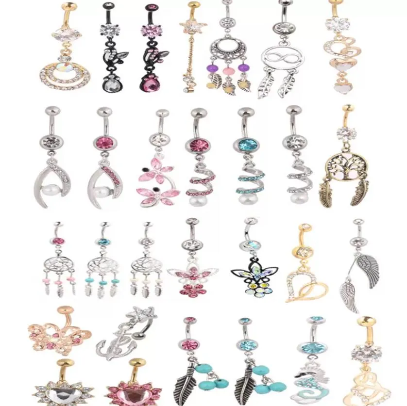 Navelklocka ringer kroppsmycken 20st. Mix Style Belly Piercing Dangle Ring Beach Drop Delivery 2021 DWFDP