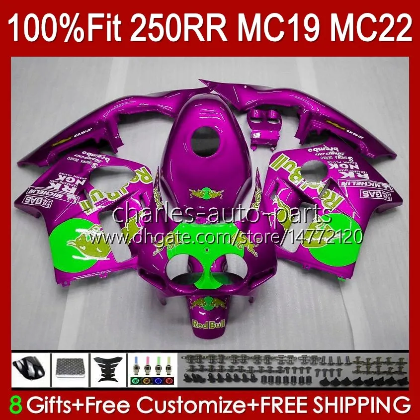 Corpo iniezione della rosa metallica per Honda CBR250RR MC19 1988-1989 CBR 250 RR cc 250R 250RR 88 89 112HC.210 CBR250 RR CC 1988 1989 Bodywork CBR 250CC 88-89 Kit carenti OEM