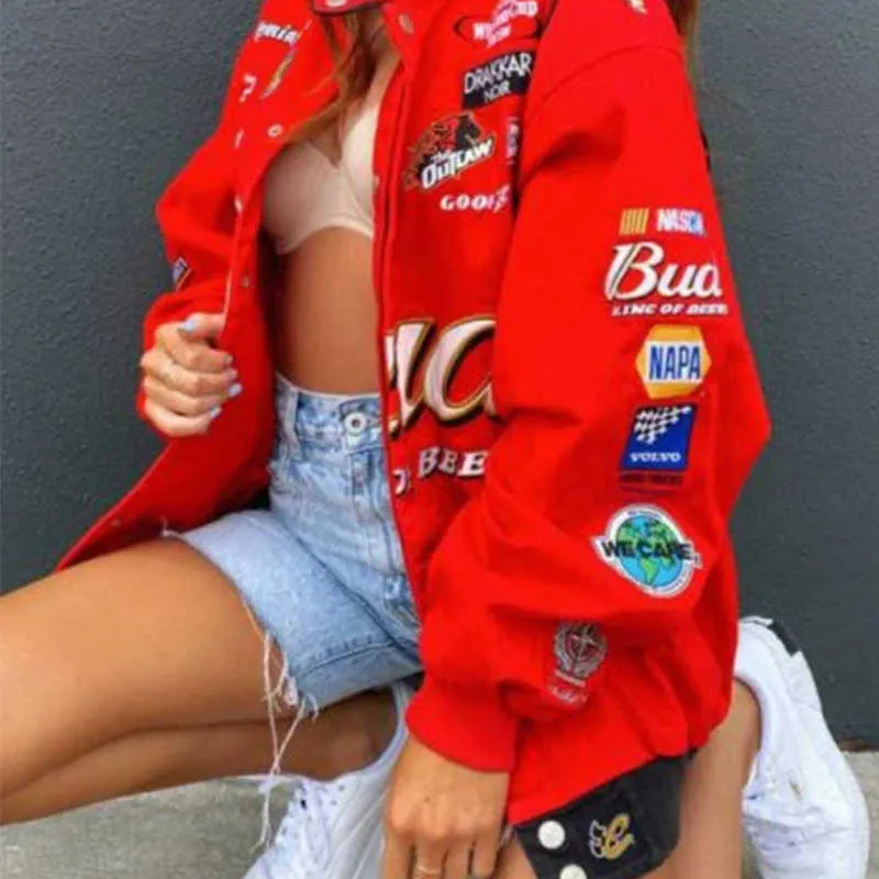 Gothic Racing Suit: Oversized Printed Fall Jackets Women For Gothic Racing Suit: Oversized Printed Fall Jackets Women For