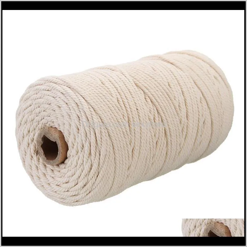 3mmx200m natural beige white cotton twisted cord rope craft macrame string handmade decorative accessories
