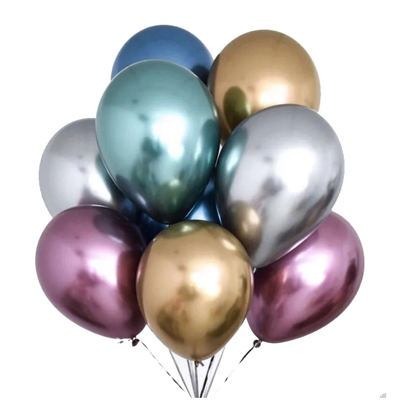 50 pçs / lote Colorido Party Balloon Festa Decoração 10inch Latex Chrome Hélio Metálico Balões de Casamento Aniversário Chuveiro Christmas Arch Decorações JY0946