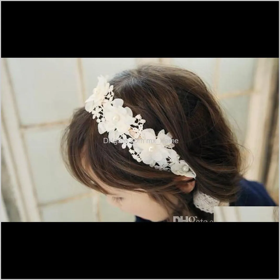 new arrival children girls beautiful lace hair band with ribbon princess korean style hair band hoop girls hair stickers b4425