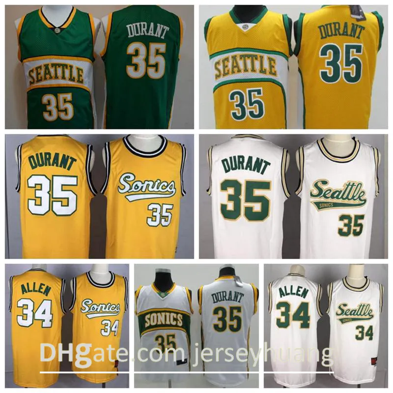 ヴィンテージ SeattleSuperSonics SonicsJersey Kevin 35 Durant New Ray 20 Allen 格安バスケットボール ジャージ