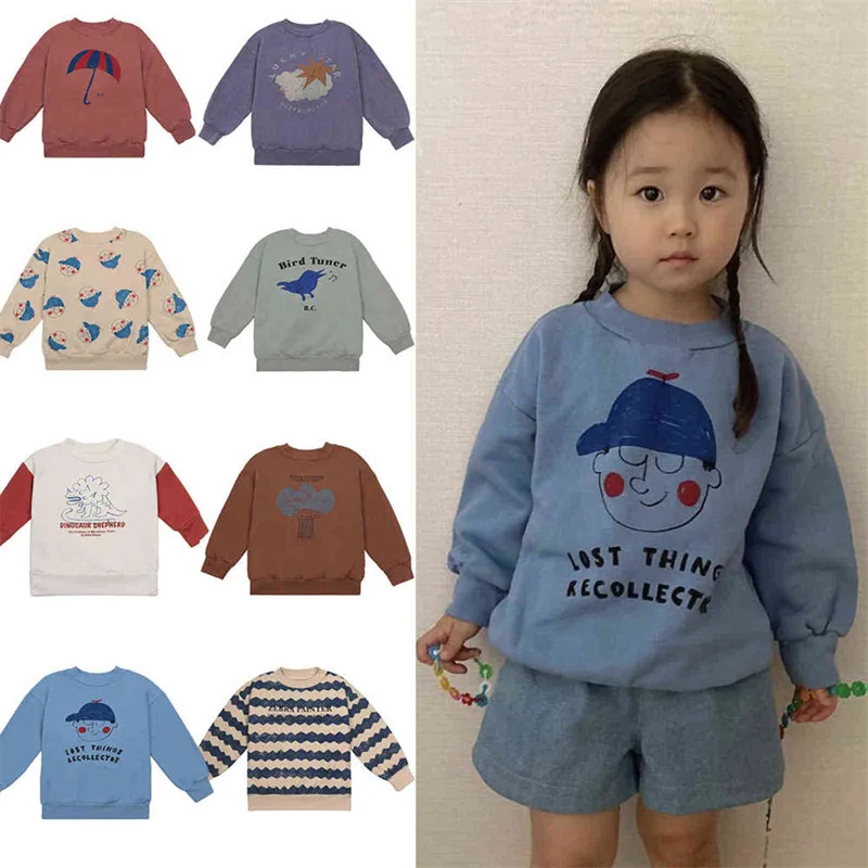 여름 보보 키즈 스웨터 소녀 hoody 소년 티셔츠 소년 셔츠 여자 아기 Tshirt 만화 티셔츠 어린이 옷 아기 스웨터 211102