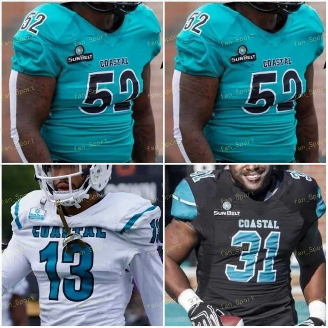 Coastal Carolina Chanticleers 축구 저지 NCAA College Grayson McCall CJ Marable Jaivon Heiligh Isaiah Likely Silas Kelly C.J. Brewer