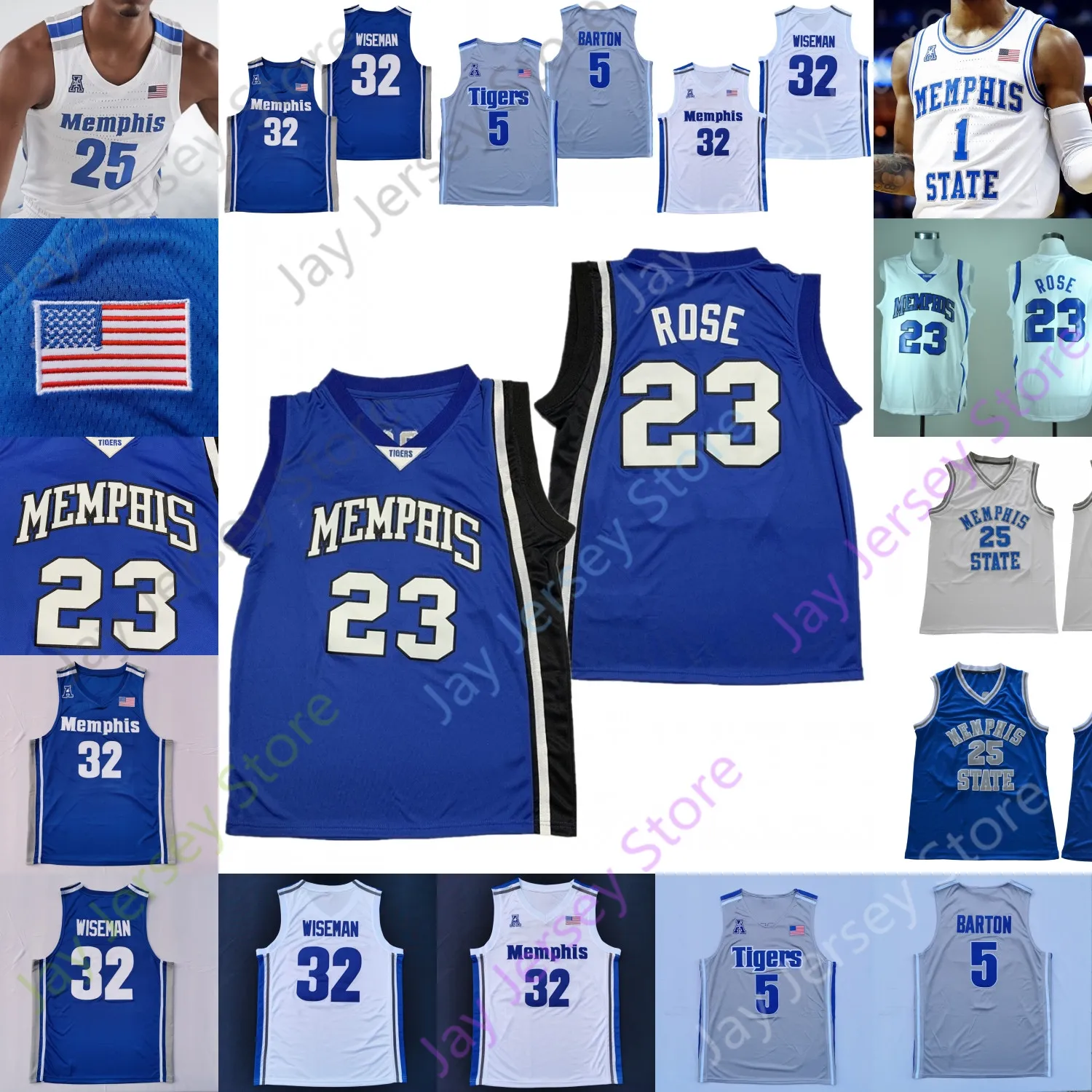 Memphis Tigers Basketball Jersey NCAA College Rose Hardaway Lester - Main Image