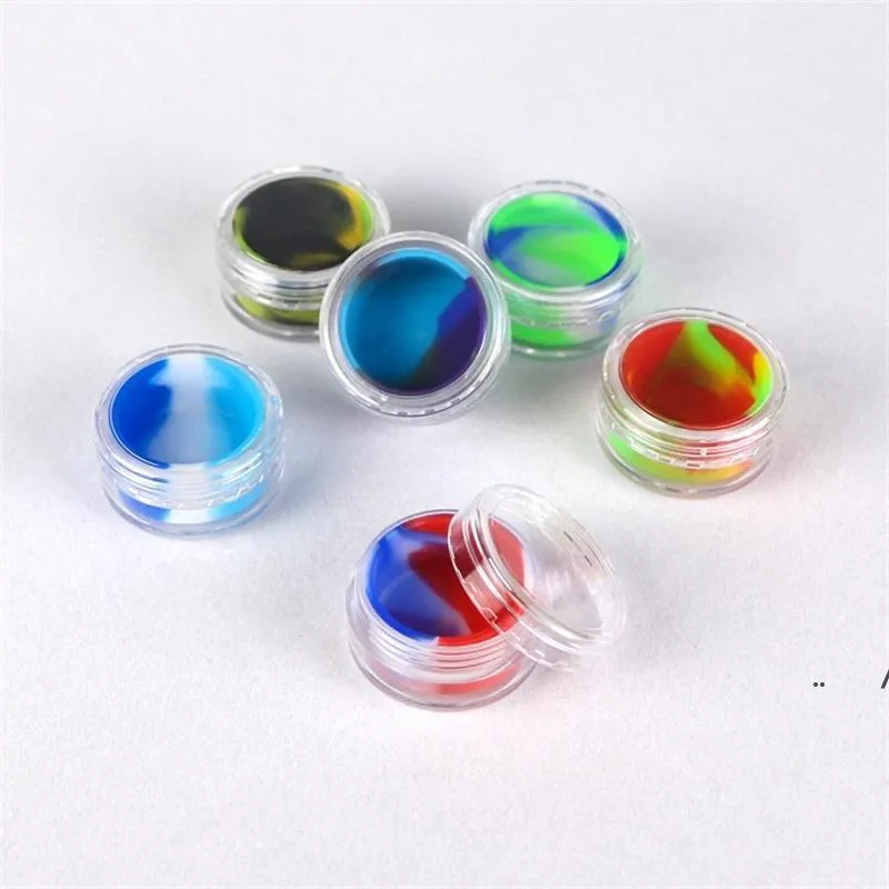 NEWVaporizer oil non stick silicone container clear 3ml plastic dab wax storage jar shatter glass water pipes acrylic silicon jars EWD7467