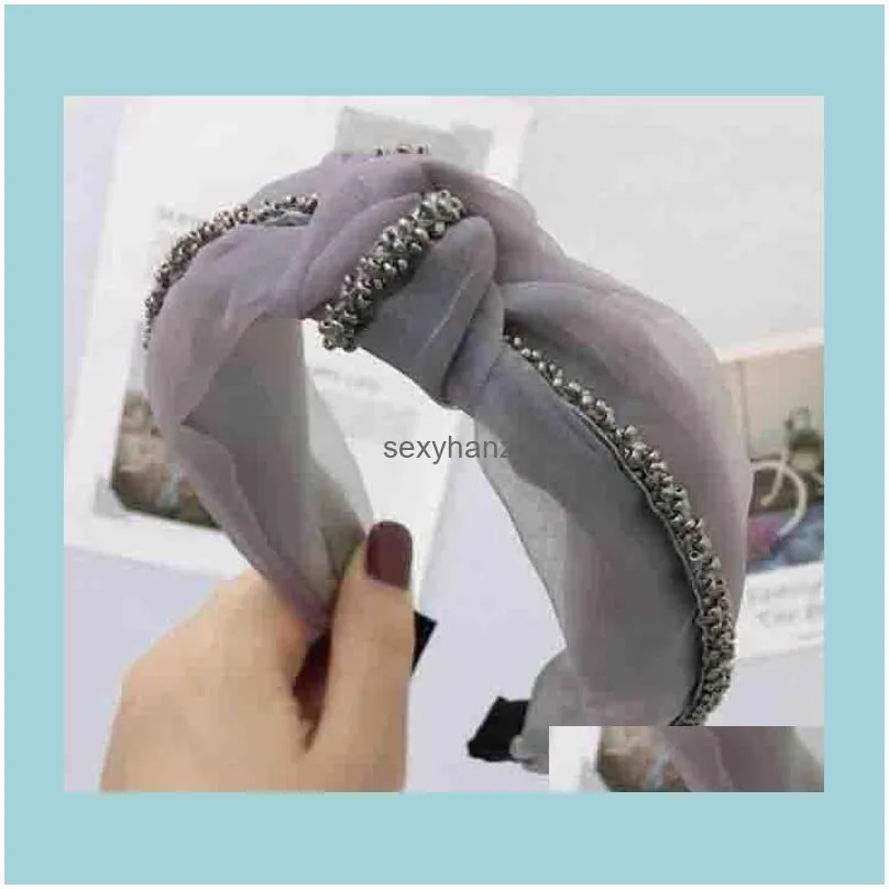 designer headbands Beads version of the wide side simple middle knotted headband female