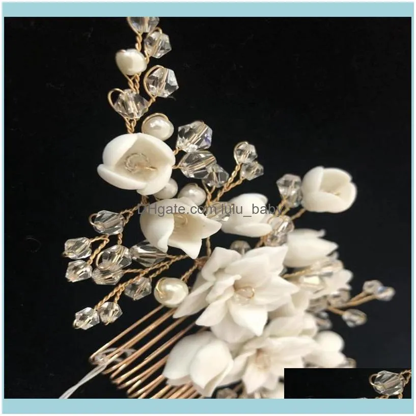 Hair Clips & Barrettes Ms. Exquisite Wedding Accessories Porcelain Flower Bride Comb Handmade Party Accessories1