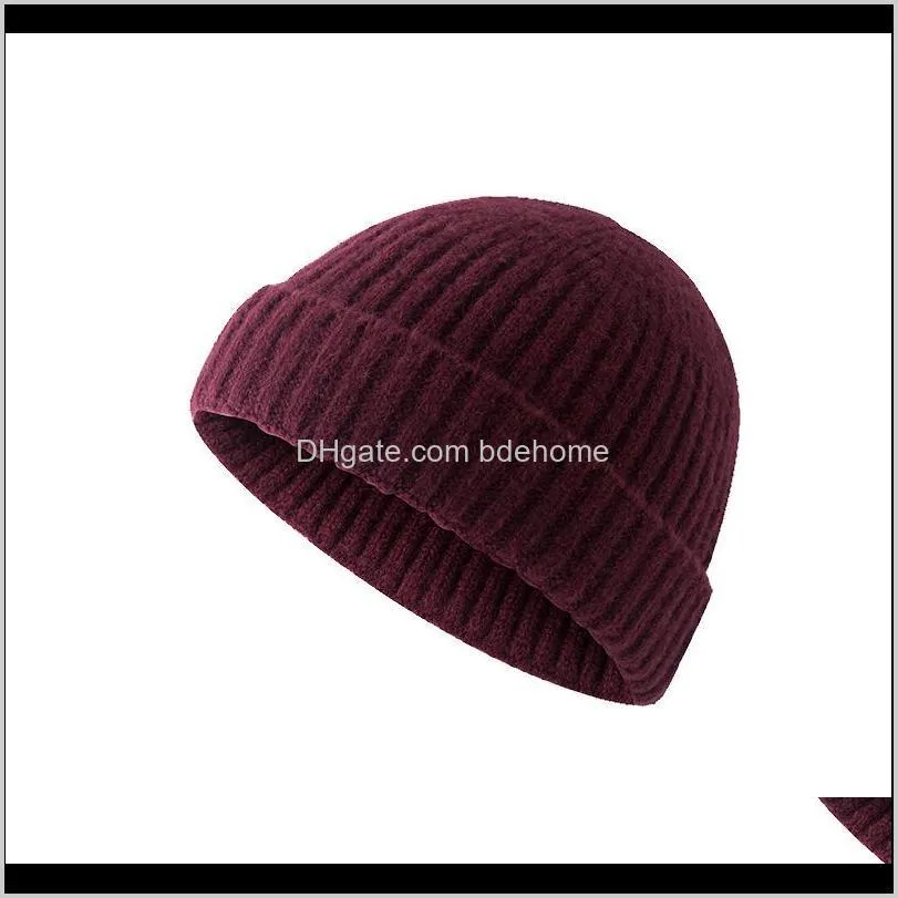 winter beanie hat warm cuffed short melon hat ribbed knitted unisex solid color casual solid color retro ski adult for women