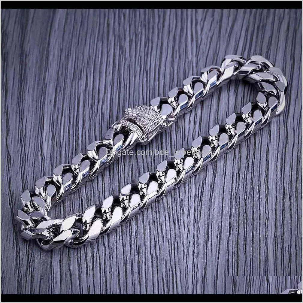 tiny zircon hip-hop bracelet 10mm men jewelry  cuba chain hot selling in europe and america