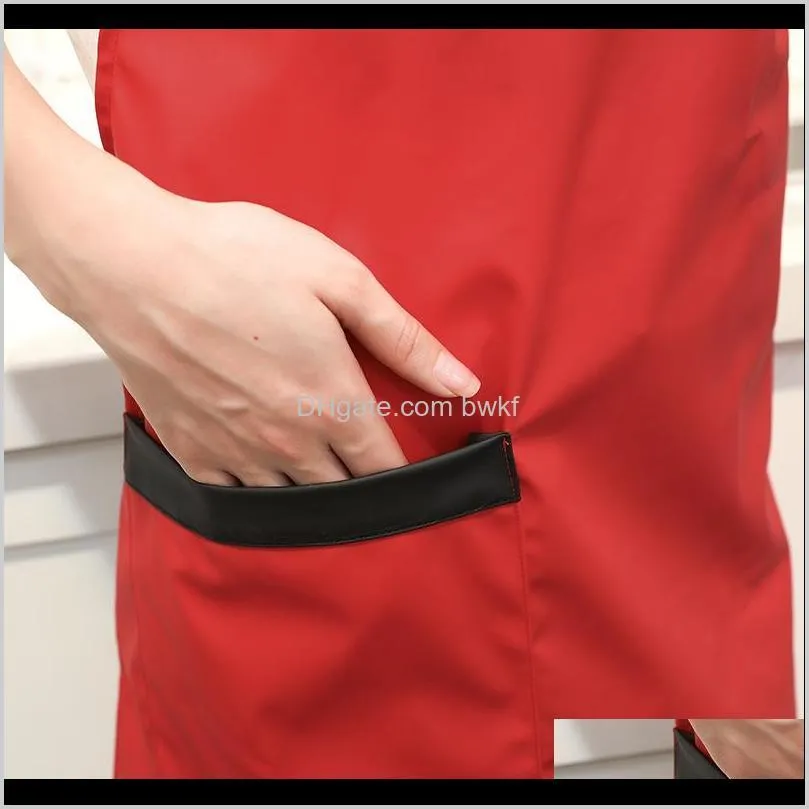 solid color cooking apron plain apron+pocket chefs butcher kitchen craft baking sleeveless cotton polyester