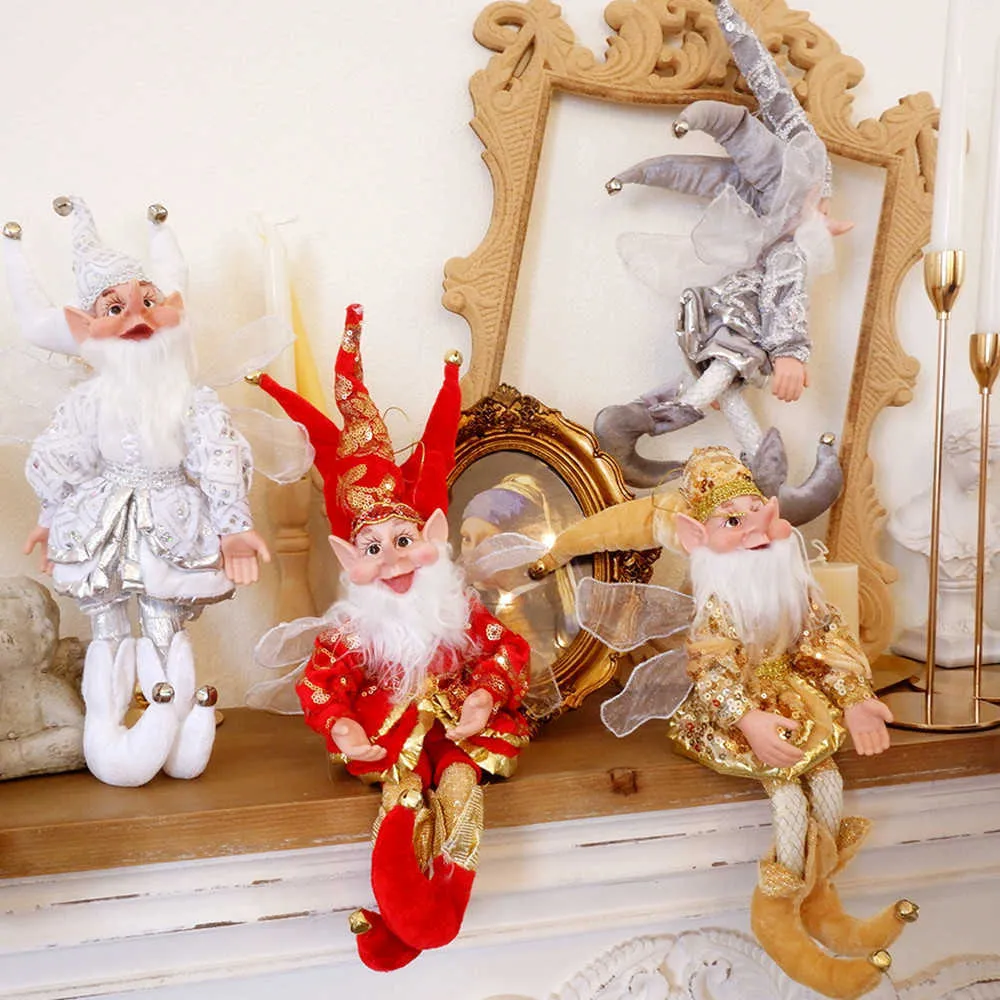 ABXMAS Elfo Bambola Giocattolo Ornamenti Ciondolo Di Natale Decor Appeso Sulla Mensola In Piedi Decorazione Navidad Anno Regali 210911256b