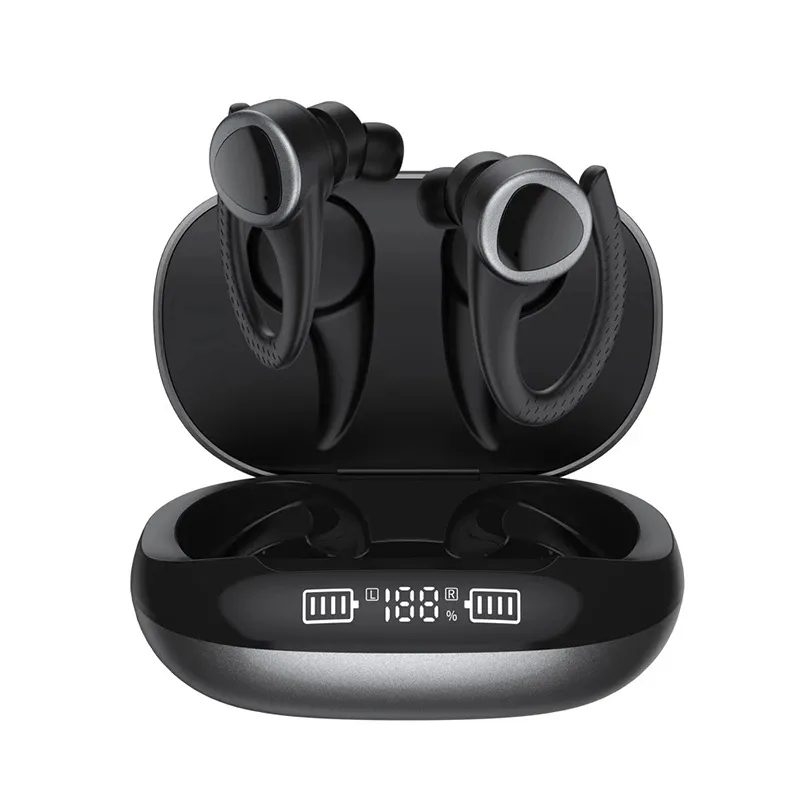 VG-T09 TWS 무선 이어폰 귀걸이 500mAh 충전 구획 LED 디지털 디스플레이 음악 HD 호출 Bluetooth 5.1 헤드셋