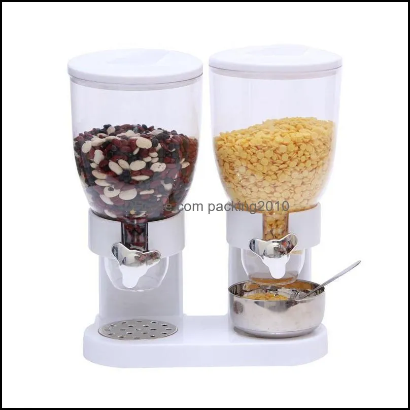 Storage Bottles & Jars Dry Dispensers Barrels Cereal Box Airtight Container Round Grain Dispenser 2 Tube Oatmeal Distributor Kitchen