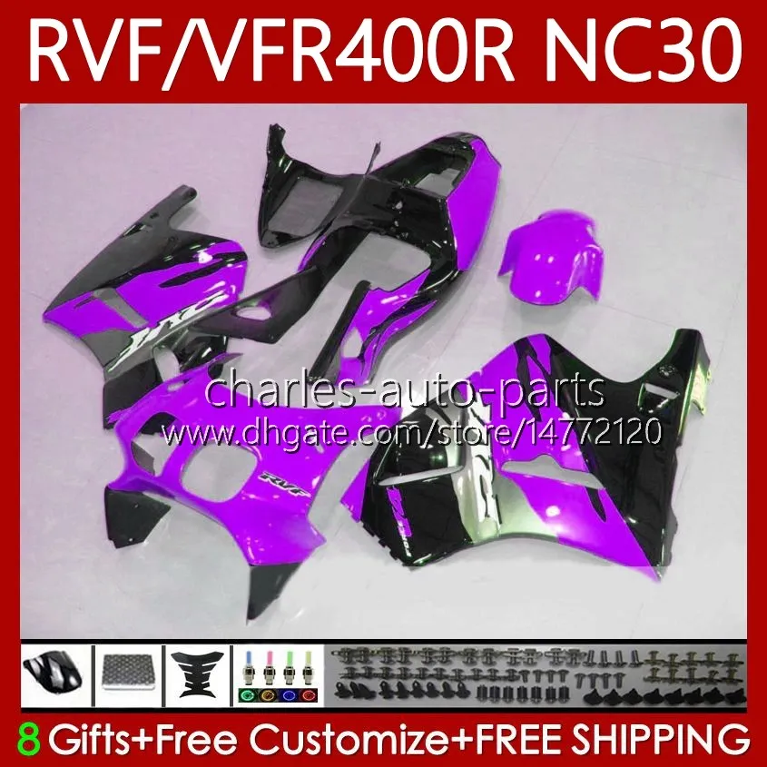 Fairings Kit For HONDA VFR400 R RVF400R NC30 V4 1989 1990 1991 1992 1993 79No.125 RVF VFR 400 RVF400 R 400RR VFR 400R VFR400RR 89-93 VFR400R 89 90 91 92 93 Body Stock Purple