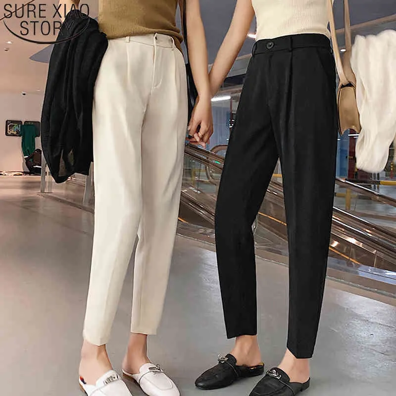 Harem Casual Spring And Summer Women Solid Work Suit Pants Plus Size Loose Ankel Längd Ladies Byxor 9394 210417