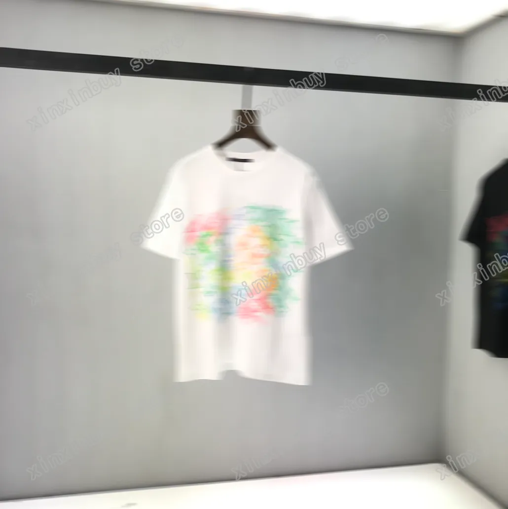 21SS Designers Tee Top Pastel Season Naive Męskie Kobiet Koszulki Koszulki Akwarela Morskie życie Man Paryż Moda Koszulka Krótki Rękaw Luksusowy Koszulki Biały Czarny