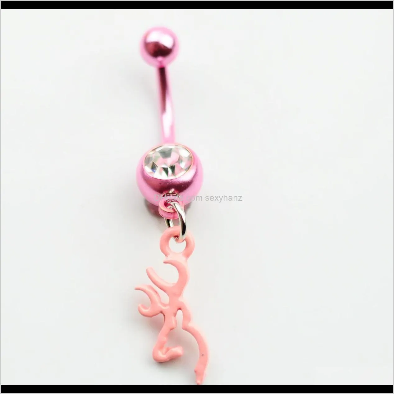 D0068 ( 5 colors ) browning deer Belly Button Navel Rings Body Piercing Jewelry Dangle Fashion Charm CZ Stone 10Pcs/Lot