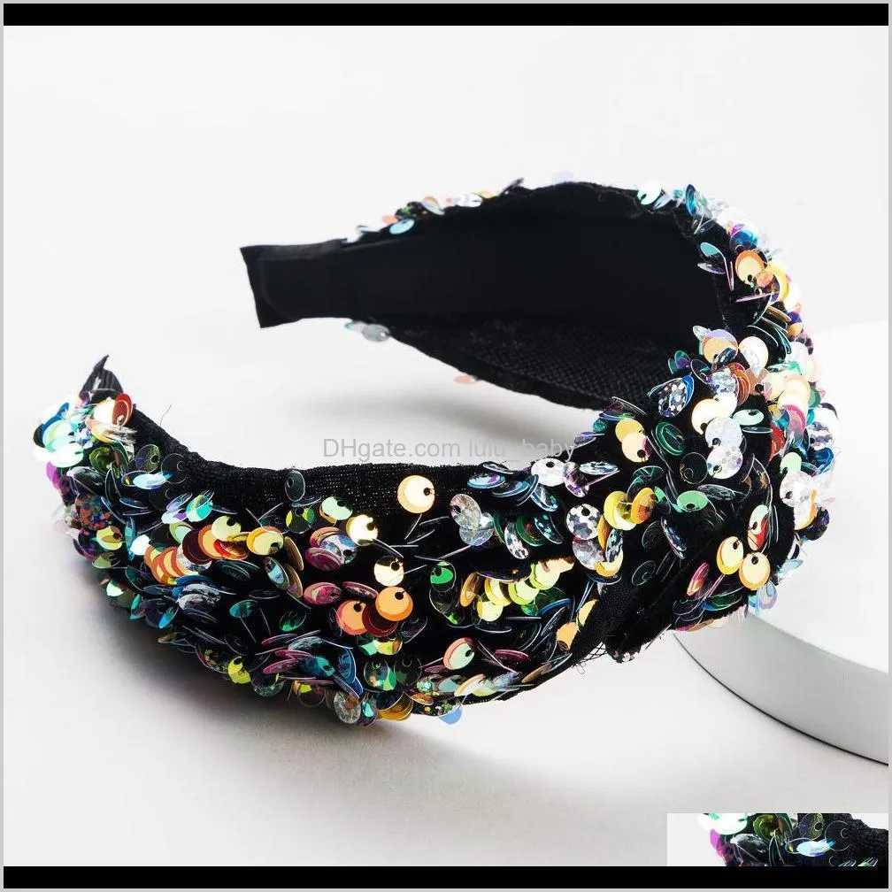 fish scales sequins mesh hair band ball show trend wide edge head band