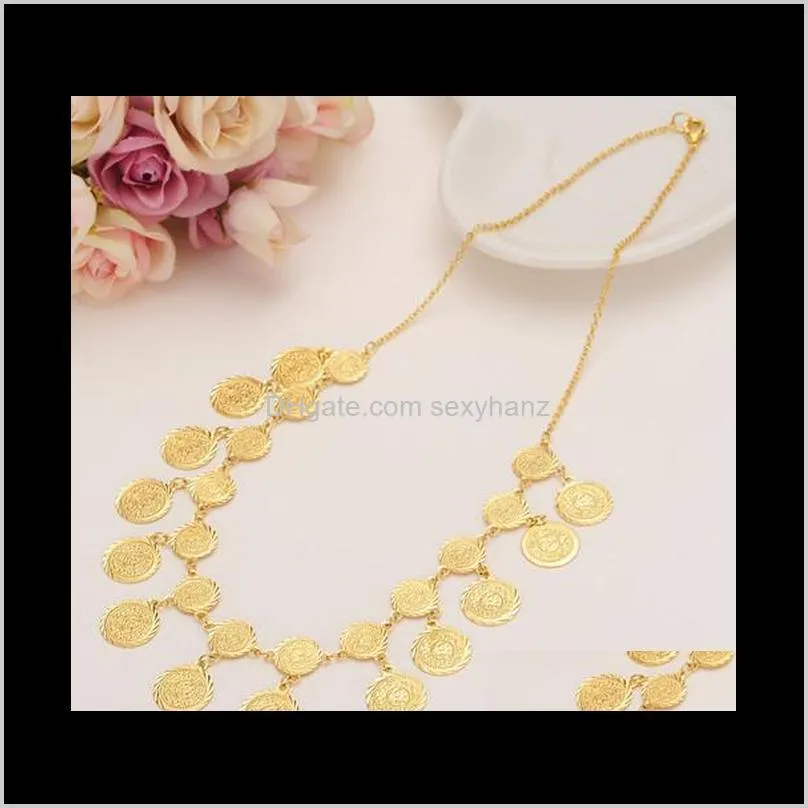 45cm high quality Islam Coin chocker Chain Jewelry Arab Necklace Gold Color Africa Middle East Metal Coin /Israel/Turkey/Egypt1