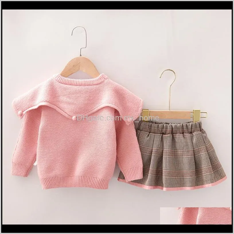 2021 spring new born girls knitted shirt sweater skirt baby suits birthday outfits 7euy