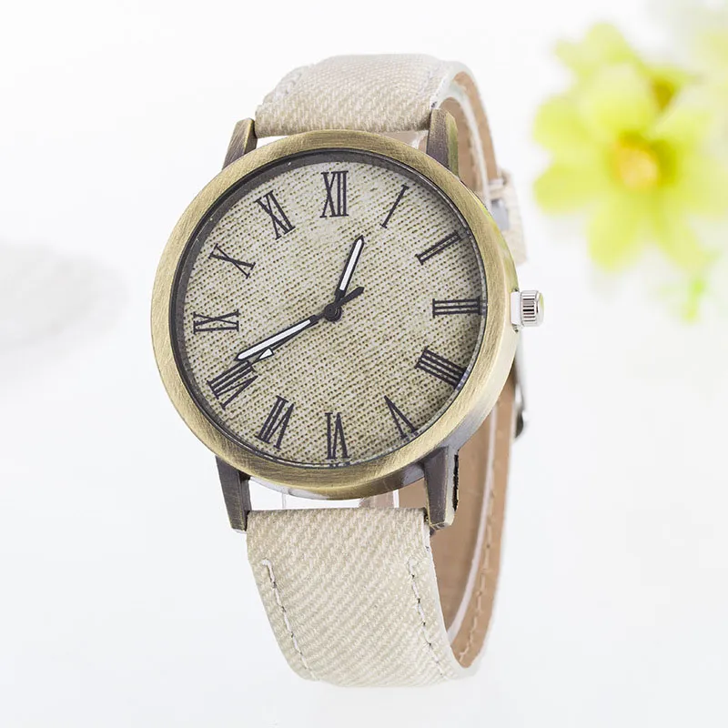 Mens watches Waterproof Wristwatch 40mm Vintage Denim Fabric Round Casual Wristwatches Gifts Montre De Luxe