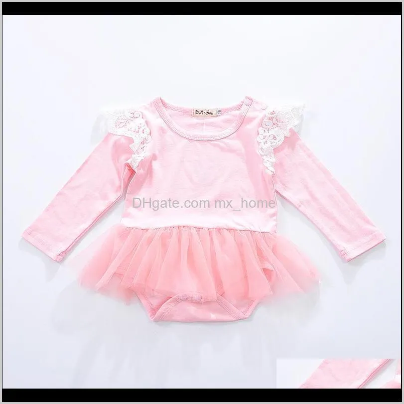 infant girls solid rompers 3 design spring long sleeve cotton solid lace mesh jumpsuit kids onesies girls outfits 0-3t