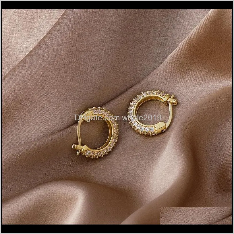 lovoacc minimalist bling cz zircon hoop earrings for women femme gold color brass circle geometric statement earrings pendientes