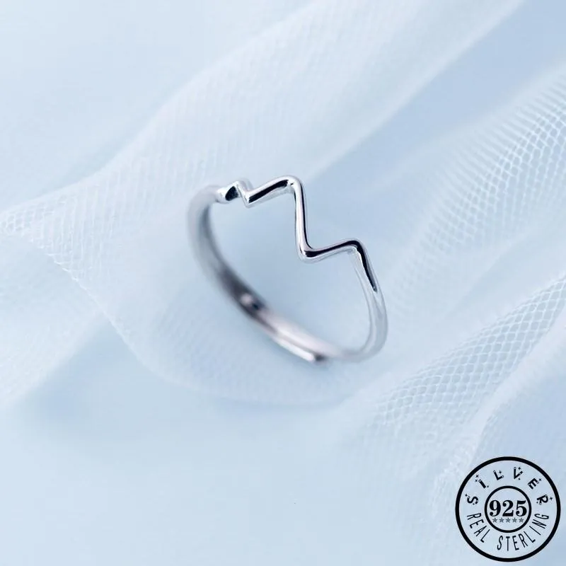 Cluster Rings 925 Sterling Silver Statement Heartbeat Shape Adjustable Midi Knuckle Finger Party Jewelry For Women Girls