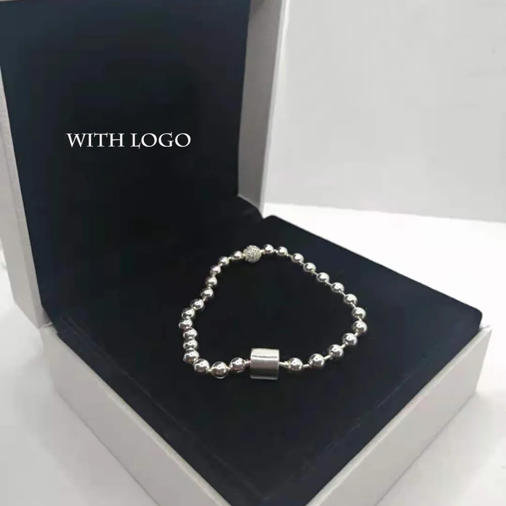 Bracciali a catena in argento sterling 100% 925 per le donne Fit Pandora Charms con logo Design Lady Gift Fine Jewelry