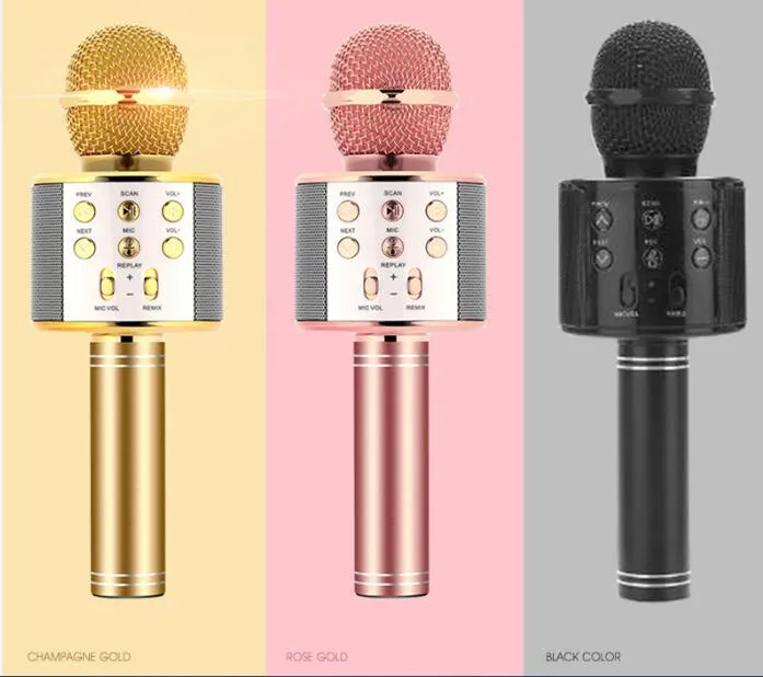 WS858 Handheld Microphone Bluetooth Wireless KTV 858 med högtalare MIC MicroFono högtalare bärbar karaoke spelare