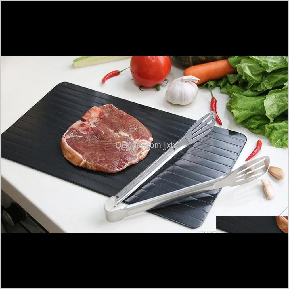 convenient magic metal plate fast defrosting tray safe fast thawing frozen meat square aluminum mat defrost kitchen tool a029