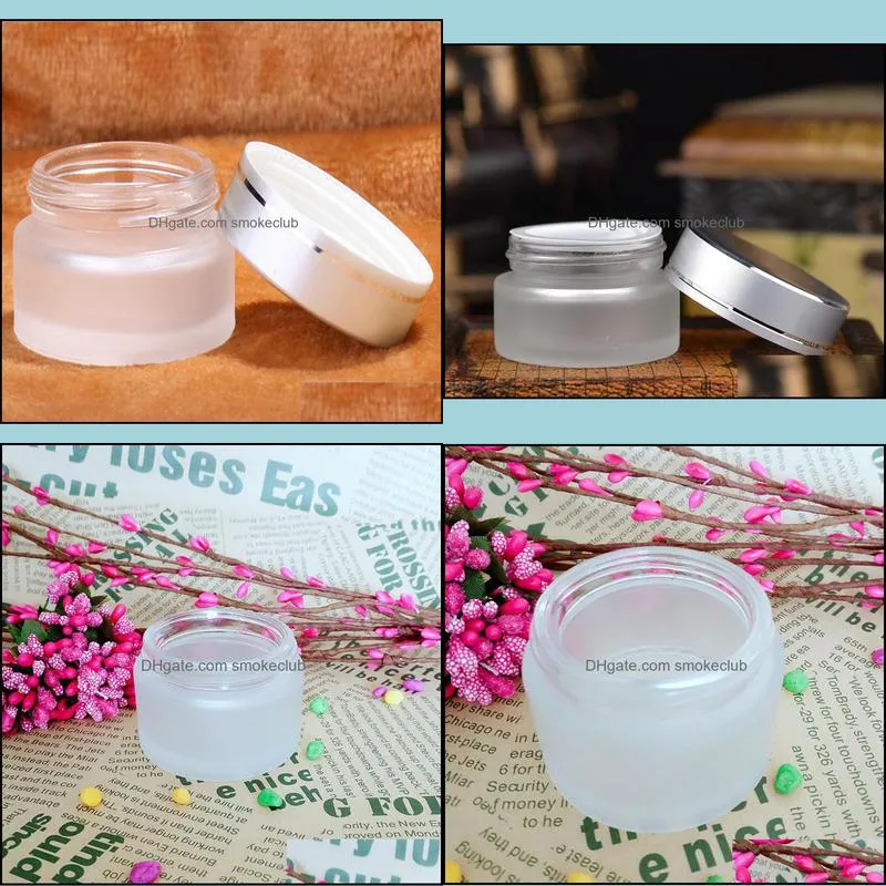 50g frosted glass jars, 50ml frost cream jars for skin care cream bottles, 50g glass empty cosmetic containers 60pcs