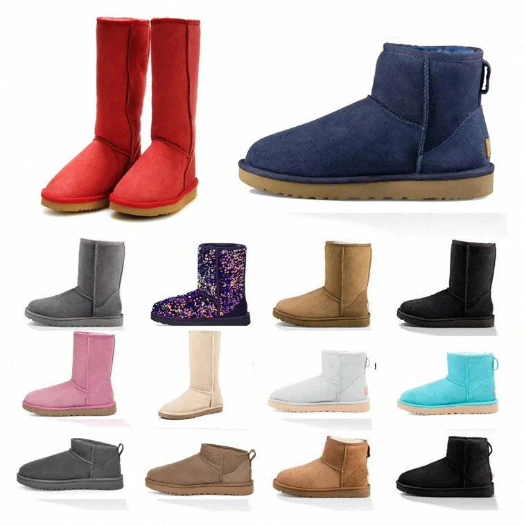 2021 Avustralya Tasarımcısı Klasik Kadınlar Avustralya Çizmeler Kış Kar Bayan Kürklü Saten Boot Kızlar Ayak Bileği Patik Kürk Deri Papyon Ayakkabı 34-43 123