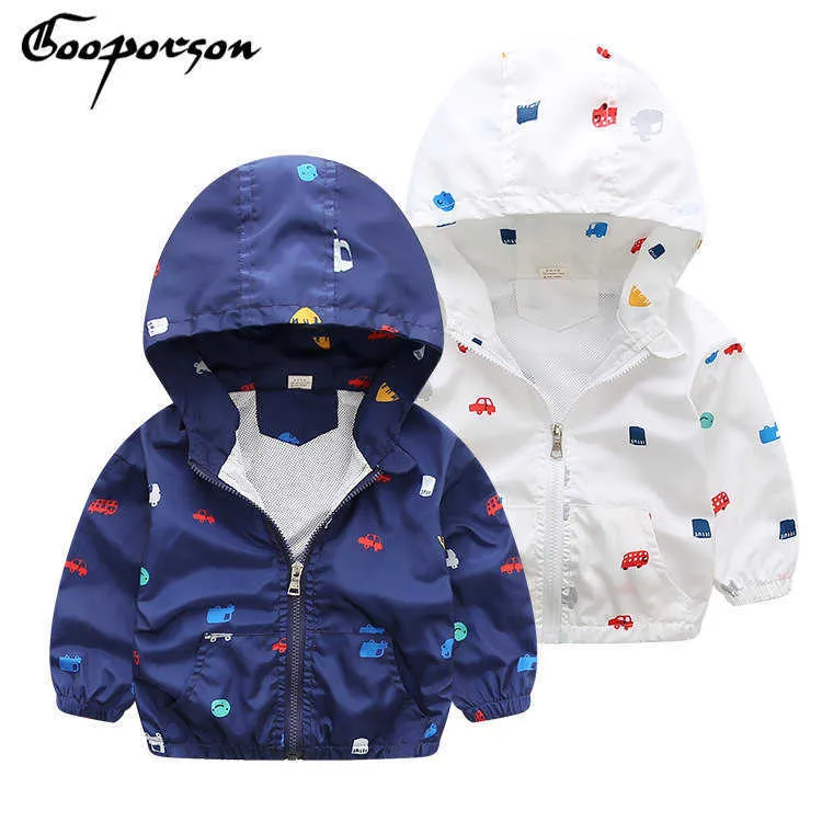 GOOPORSON Garçons Veste Imprimé Animal À Capuche Vent Manteau Pour L'hiver Bébé Garçon Vêtements Enfants Manteau Design De Mode Enfants Vestes 210715