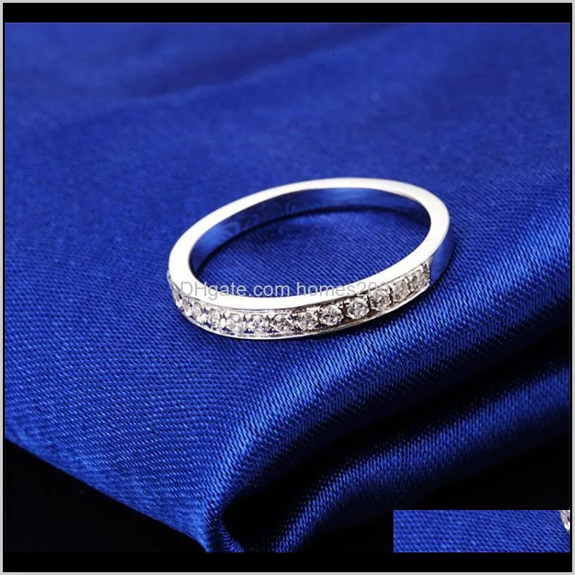 solid platinum pt950 wedding band ring half round diamond for women bridal d color vvs1 lovely finger jewelry cluster rings