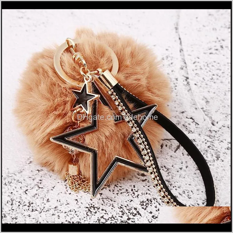 creative five-pointed star tassel key chain flower keychain bag pendant car key chains ring jewelry accessories1