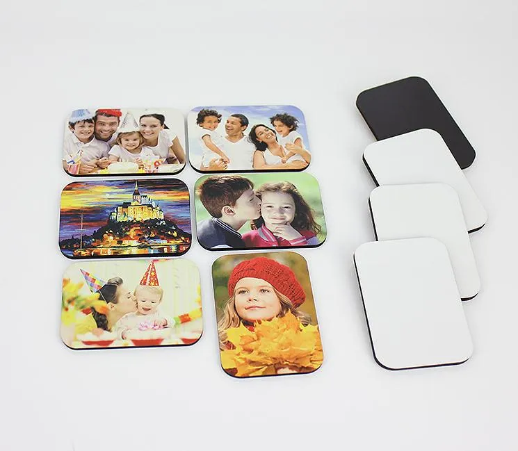 Heat Transfer MDF Refrigerator Magnet Square Wooden Sublimation Blank Magnetic Sticker Household Decoration Products DIY Gift DD092