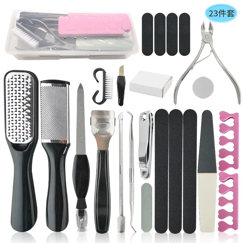 Moda Atacado Prego Manicure 23 PCs Set para Beleza Salão Cutigo Pusher Nails Clippers Pedicure Tools