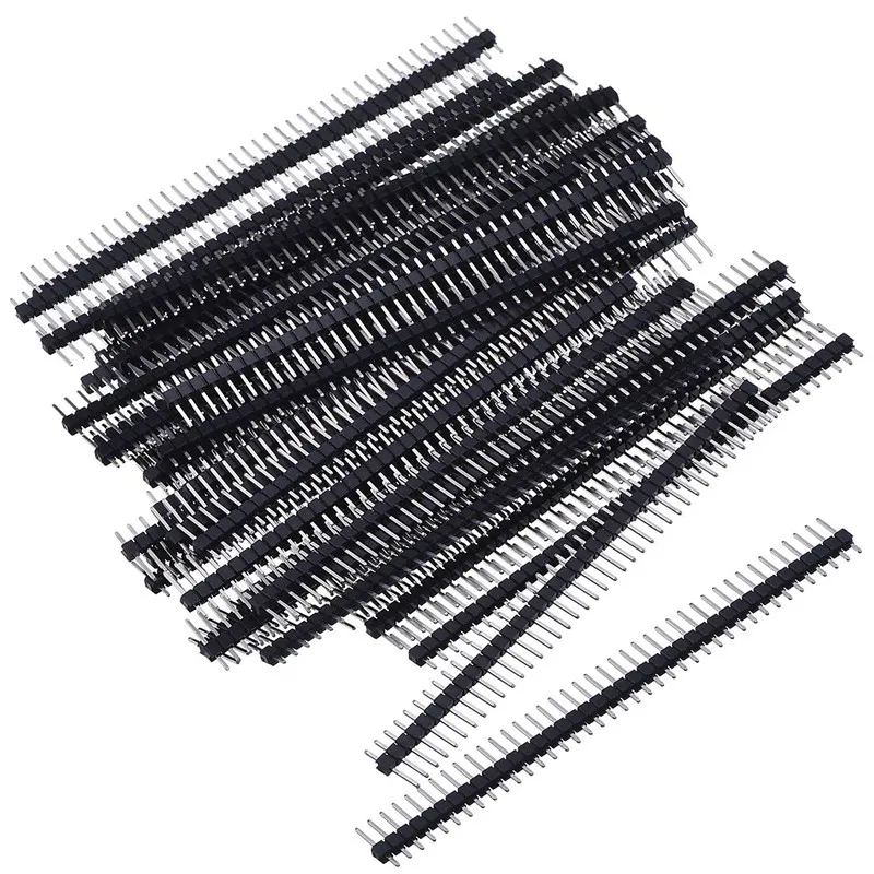 100pcs 40Pin 1x40 Single Row Male And Female Lighting Accessories 2.54 Breakable Pin Header Connector Strip For Arduino Black