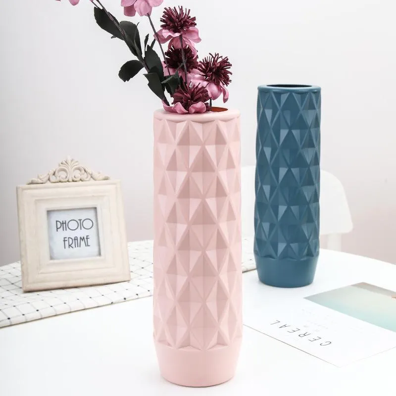 Vasi Vaso di plastica nordico Imitazione vaso di fiori in ceramica Intreccio Disposizione di piante Cestino decorativo