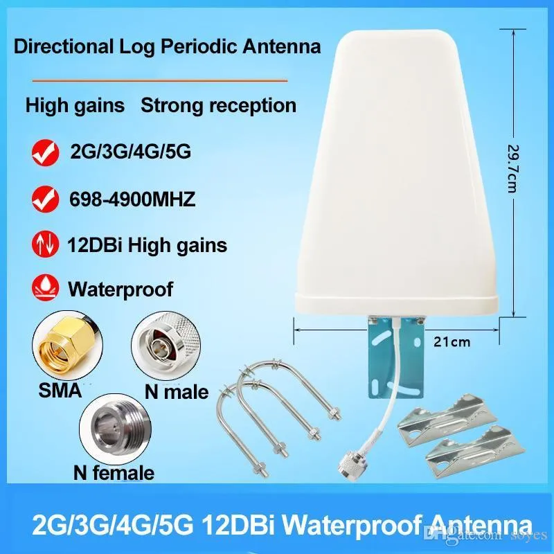 2G 3G 4G 5G FULL BANDS OMNI ANTENNA 12DBI HIGH GAINS Antenner SMA Male N Kvinna Vattentät 698-4900MHz Riktad Log Periodiska Antenner