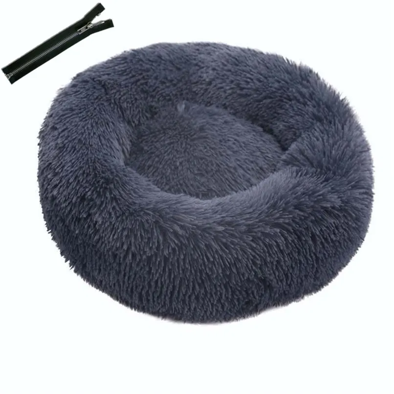 Huisdier bed kat nest hond kennel pluche ronde diepe slaapbedwarming met afneembare pad Huisdier kennel afneembare en wasbare rits 210915