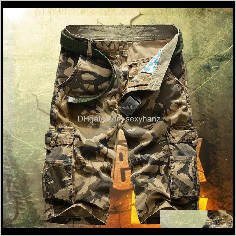 men`s shorts camouflage printing tooling shorts men`s summer mult pocket loose casual men`s five point pants