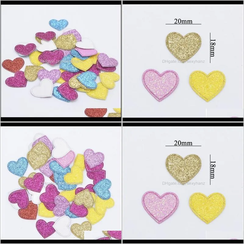 100pcs/lot mixed glitter leather heart shape appliques for diy clothes crafts sewing supplies headwear hat decor accesso qylpsw