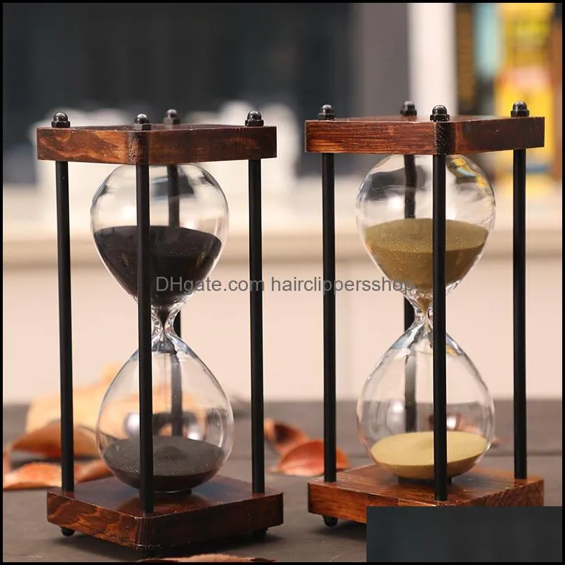 Other Clocks & Accessories 15 Minutes Hourglass Sand Timer For Kitchen School Modern Wooden Hour Glass Sandglass Clock Timers Home